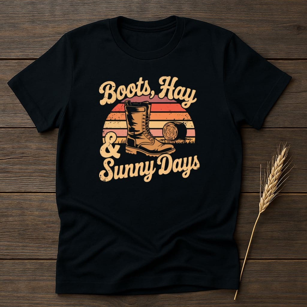 MyDesigns Physical Item S / Black Boots Hay Sunny Days Retro T-Shirts