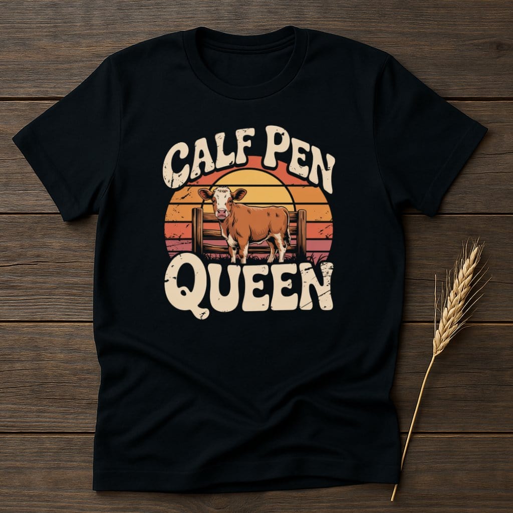 MyDesigns Physical Item S / Black Calf Pen Queen Retro T-Shirts