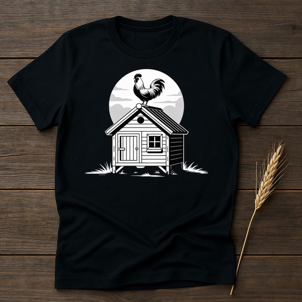 MyDesigns Physical Item S / Black Chicken on House T-Shirt