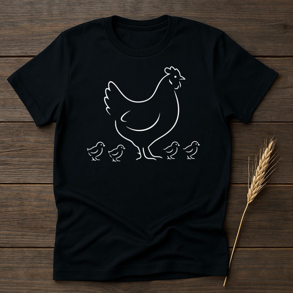 MyDesigns Physical Item S / Black Chicken with Her Chicks T-Shirt