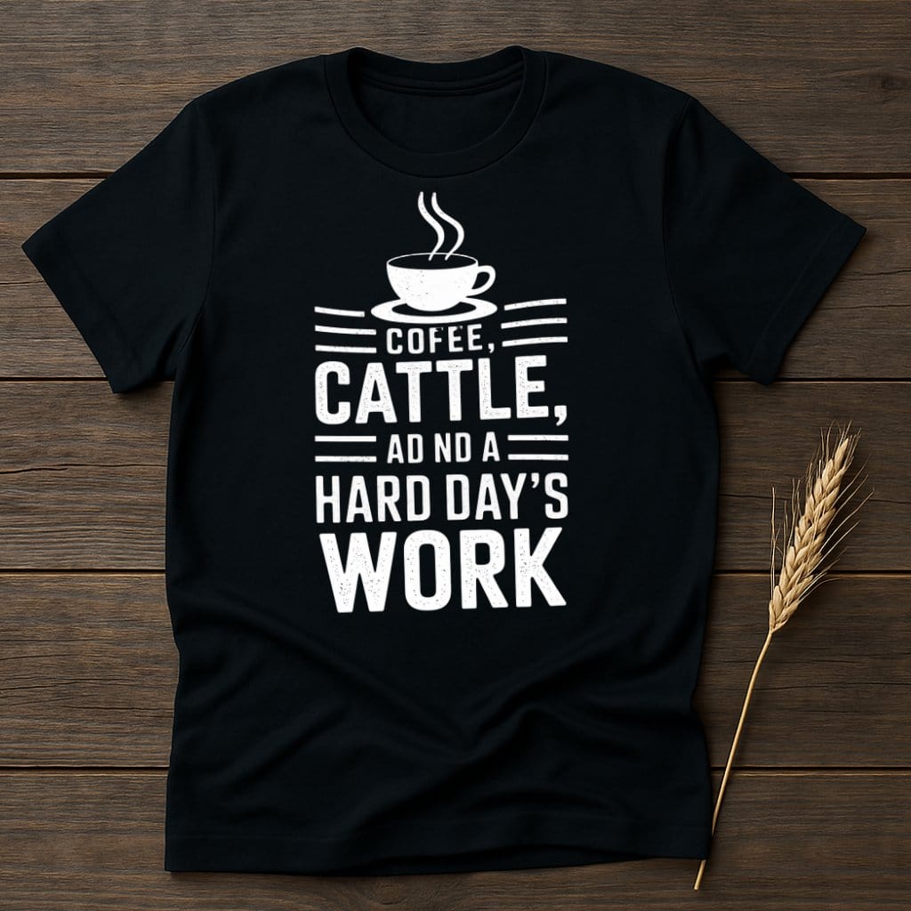 MyDesigns Physical Item S / Black Coffee Cattle And A Hard Day's Work T-Shirt