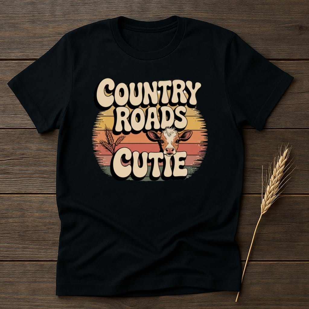 MyDesigns Physical Item S / Black Country Roads Cutie Retro T-Shirts