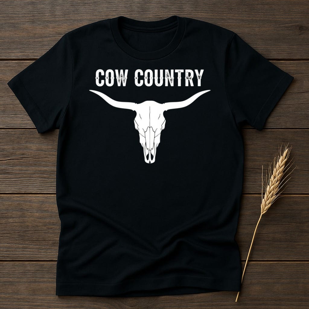 MyDesigns Physical Item S / Black Cow Country Bull Skull T-Shirt