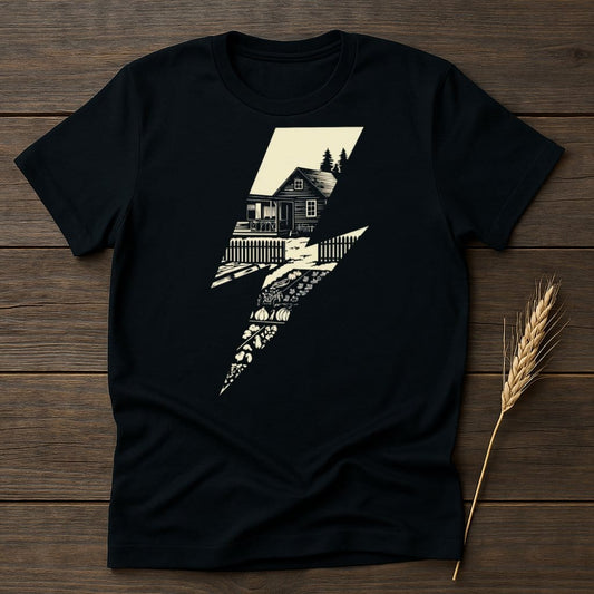 MyDesigns Physical Item S / Black Cozy Cabin Lightning Strike T-Shirts