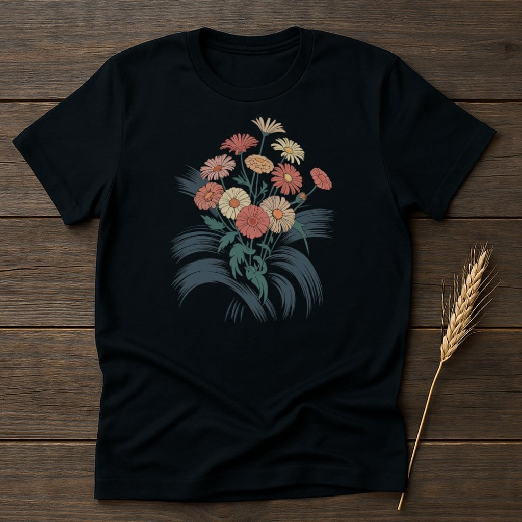 MyDesigns Physical Item S / Black Daisy Bouquet T-Shirt