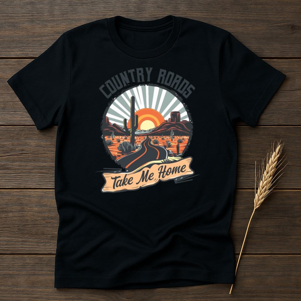 MyDesigns Physical Item S / Black Desert Sunset Country Roads T-Shirt