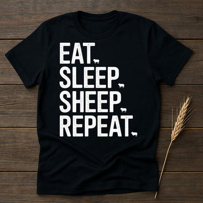 MyDesigns Physical Item S / Black Eat Sleep Sheep Repeat T-Shirt