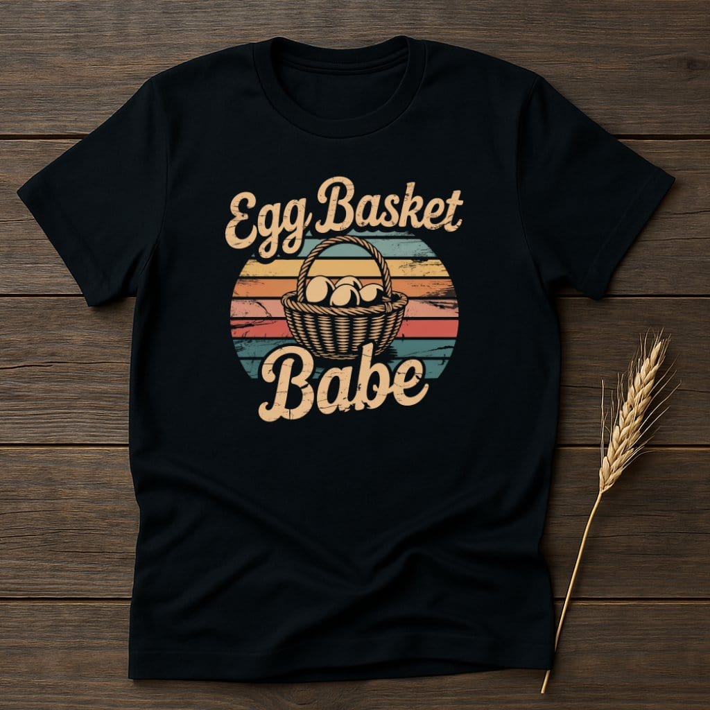 MyDesigns Physical Item S / Black Egg Basket Babe Retro T-Shirts