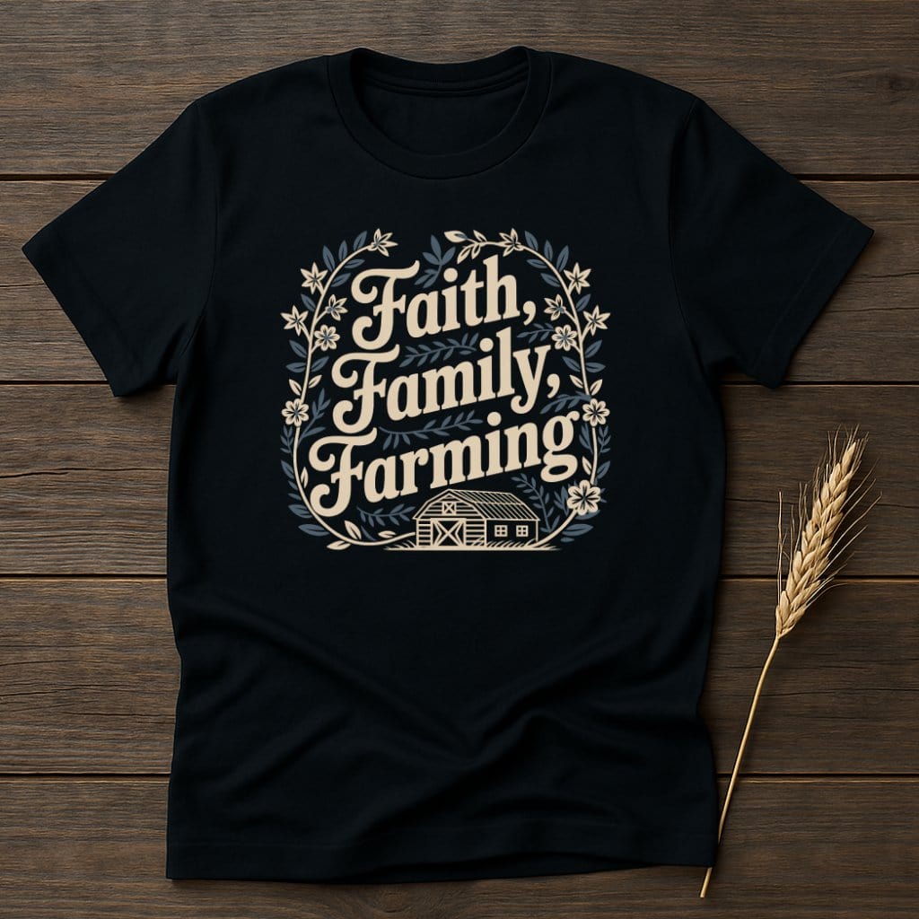 MyDesigns Physical Item S / Black Faith Family Farming T-Shirts