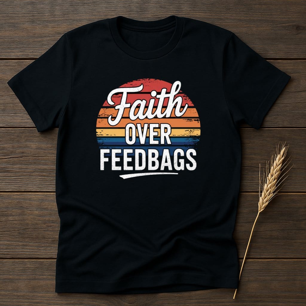 MyDesigns Physical Item S / Black Faith Over Feedbags Retro T-Shirts