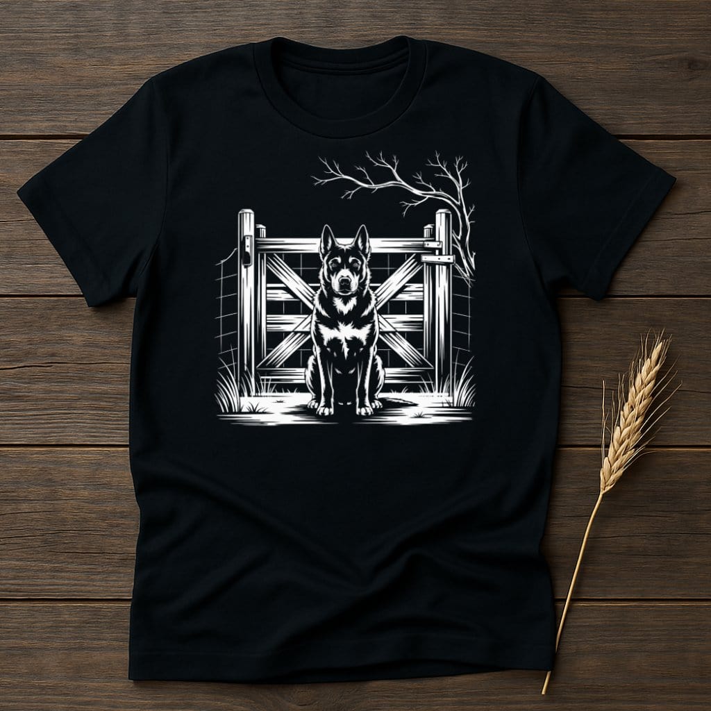 MyDesigns Physical Item S / Black Farm Dog By Fence T-Shirts