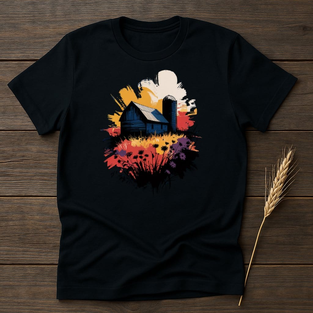 MyDesigns Physical Item S / Black Farm Life Flowers T-Shirt