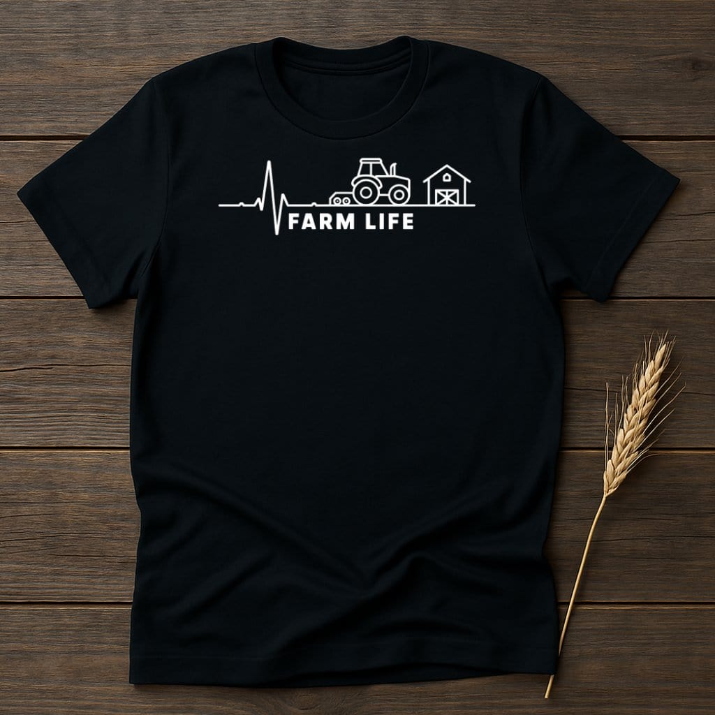 MyDesigns Physical Item S / Black Farm Life Tractor Heartbeat T-Shirt