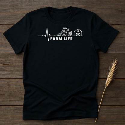 MyDesigns Physical Item S / Black Farm Life Tractor Heartbeat T-Shirt