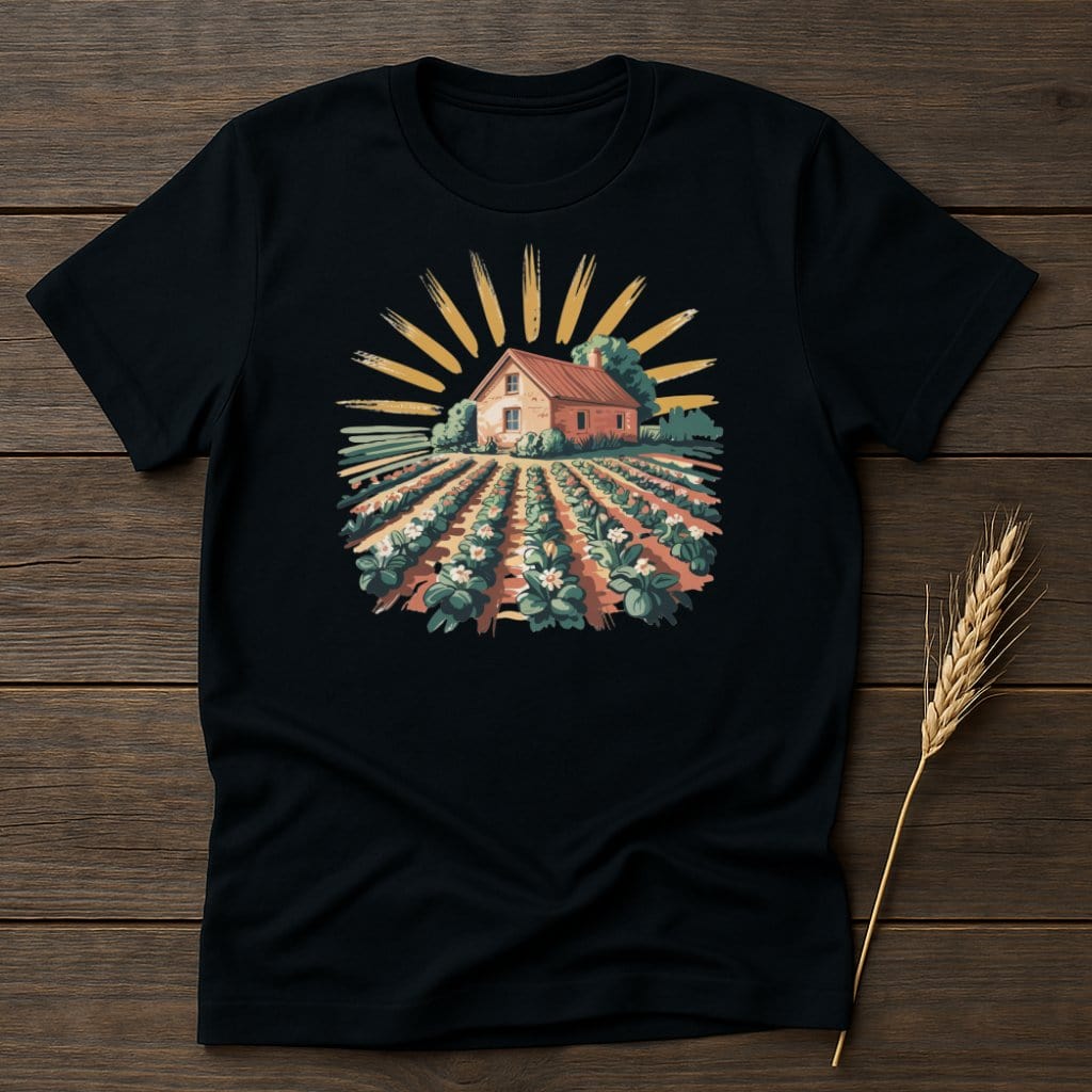 MyDesigns Physical Item S / Black Farmhouse and Flowers T-Shirt