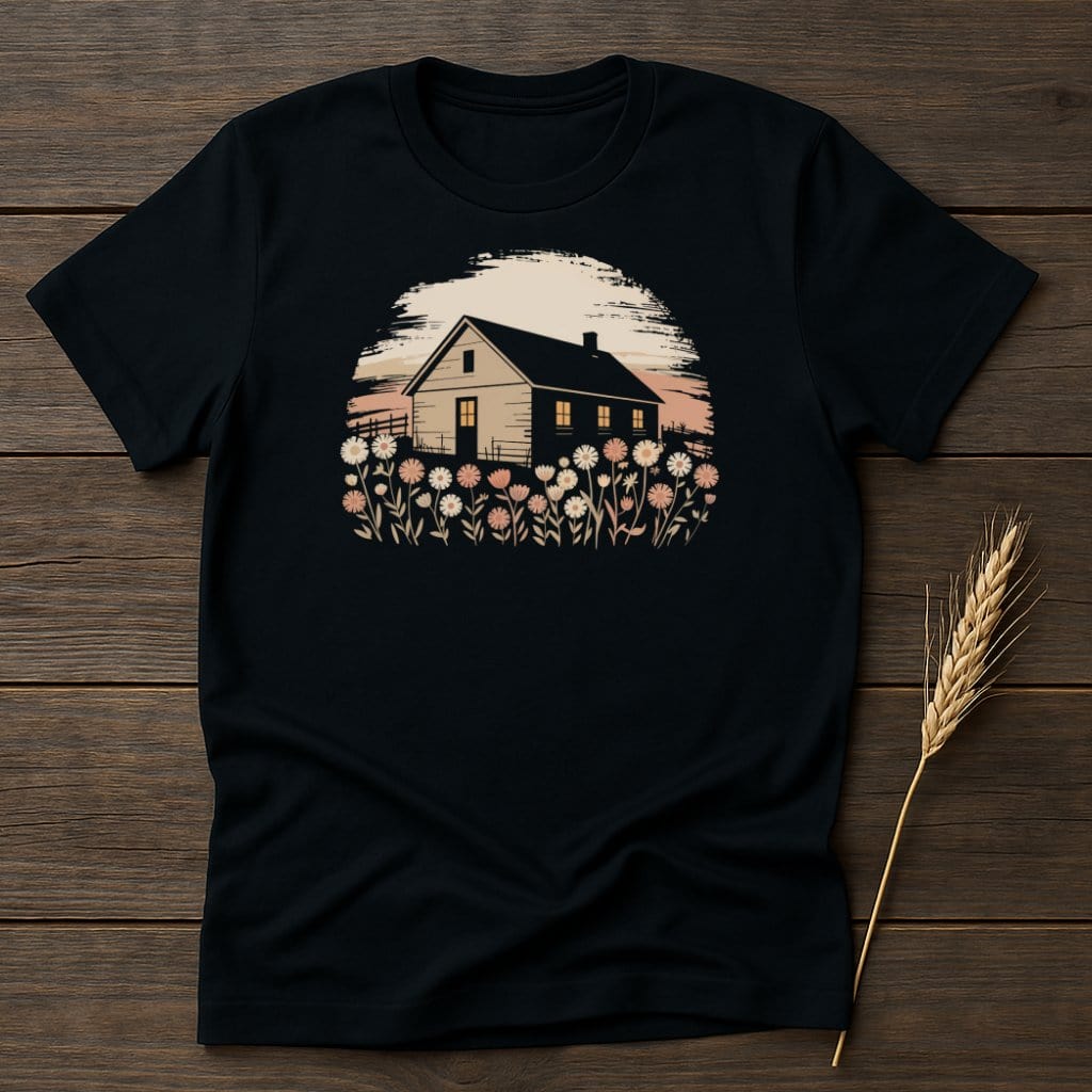 MyDesigns Physical Item S / Black Farmhouse Flowers T-Shirt