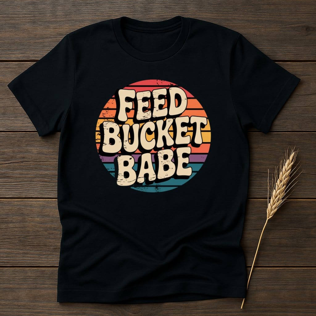 MyDesigns Physical Item S / Black Feed Bucket Babe Retro T-Shirts