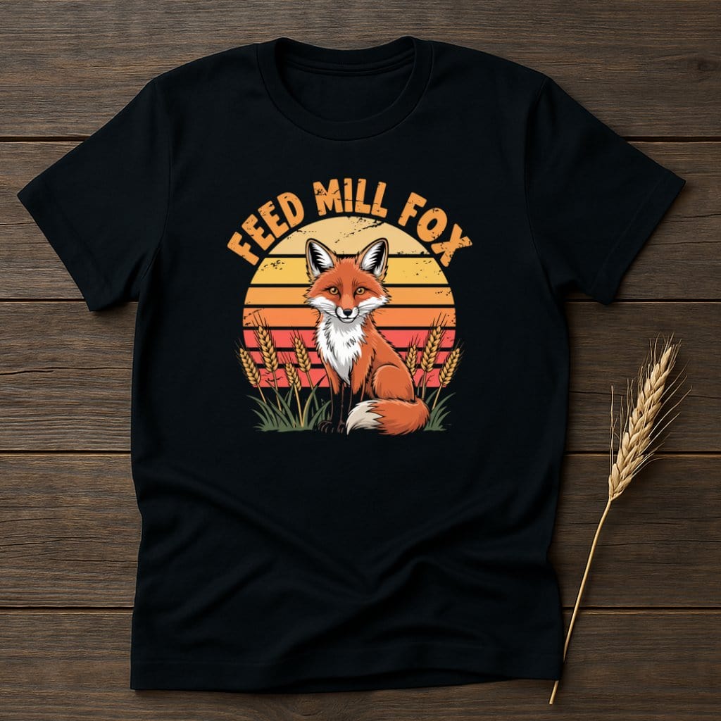 MyDesigns Physical Item S / Black Feed Mill Fox Retro T-Shirts