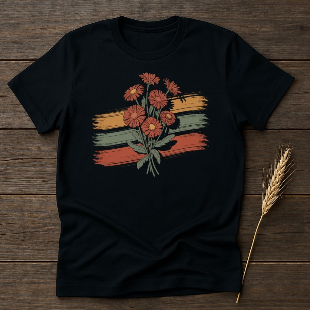 MyDesigns Physical Item S / Black Floral Brush Strokes T-Shirt