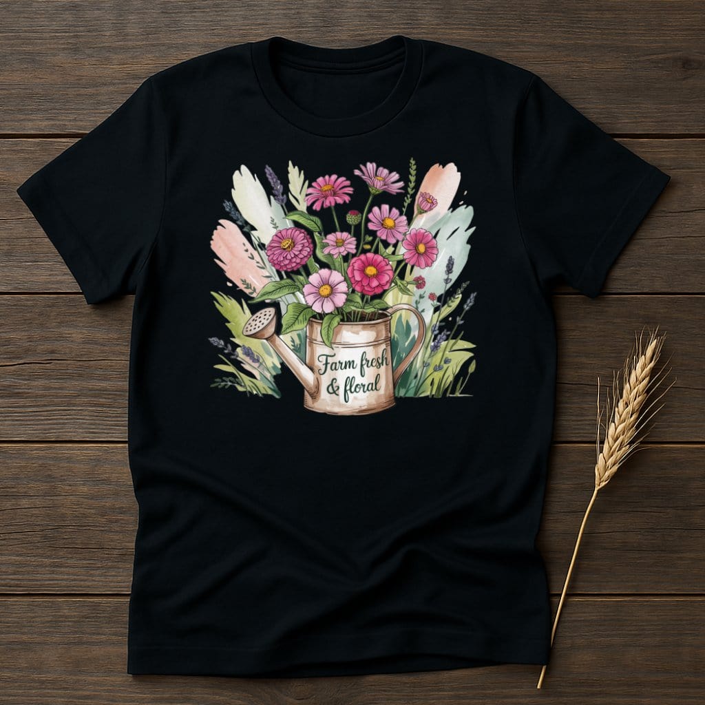 MyDesigns Physical Item S / Black Floral Watering Can T-Shirt