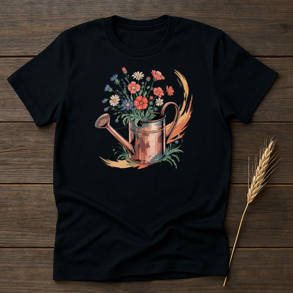 MyDesigns Physical Item S / Black Floral Watering Can T-Shirt