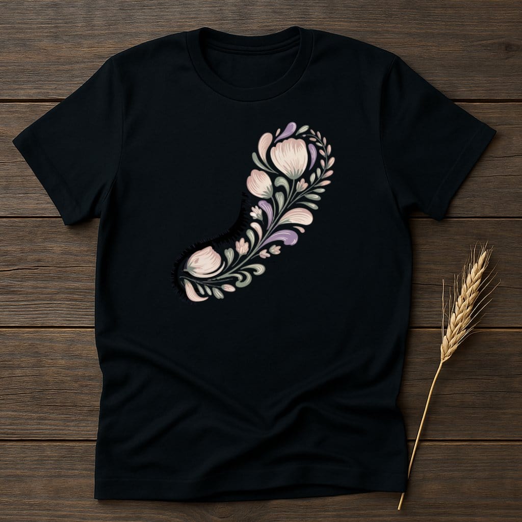 MyDesigns Physical Item S / Black Flower Footprint T-Shirt