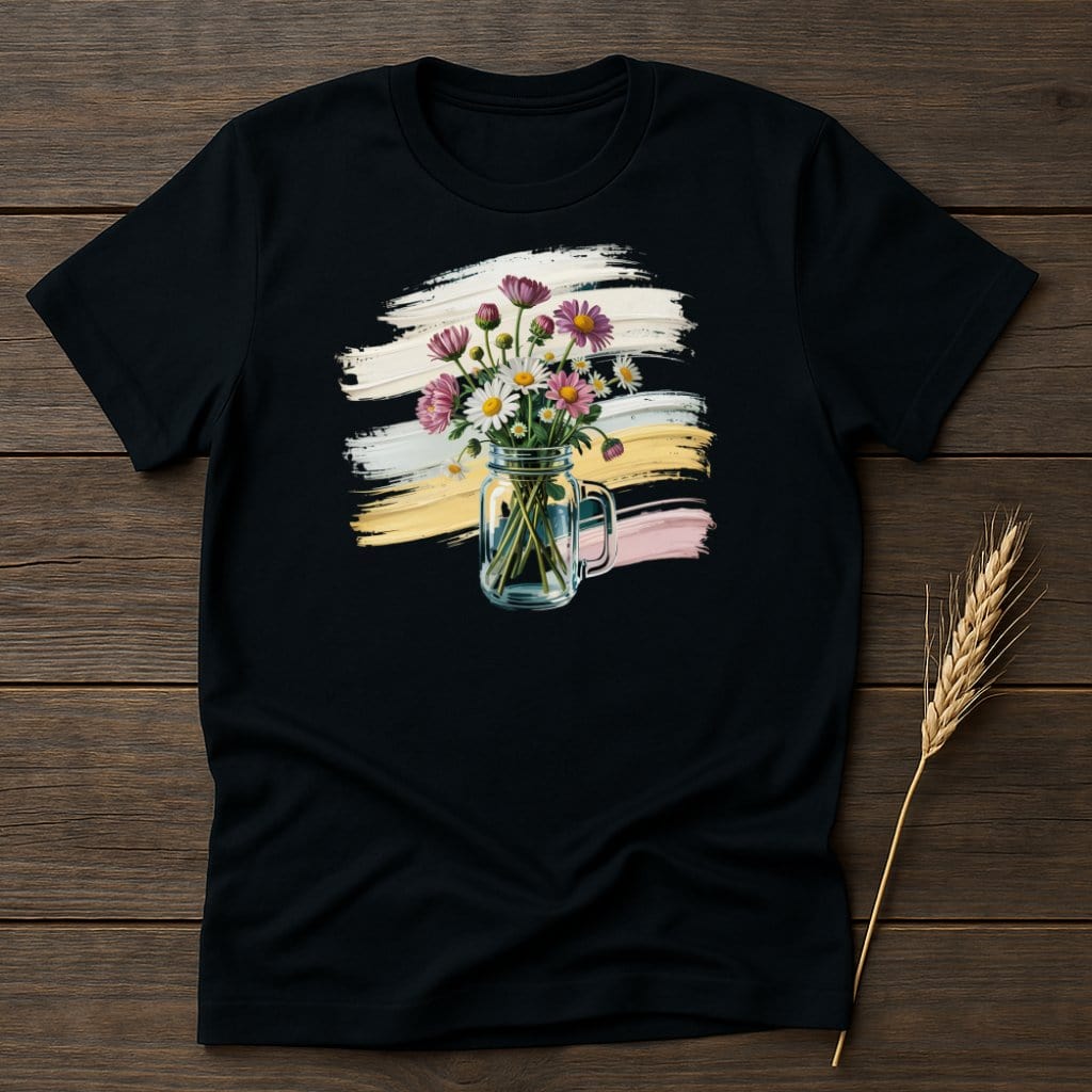MyDesigns Physical Item S / Black Flowers in a Jar T-Shirt