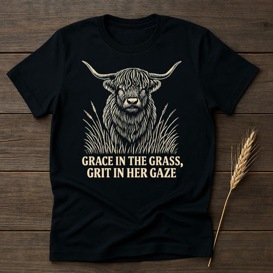MyDesigns Physical Item S / Black Grace In The Grass Grit In Her Gaze T-Shirt