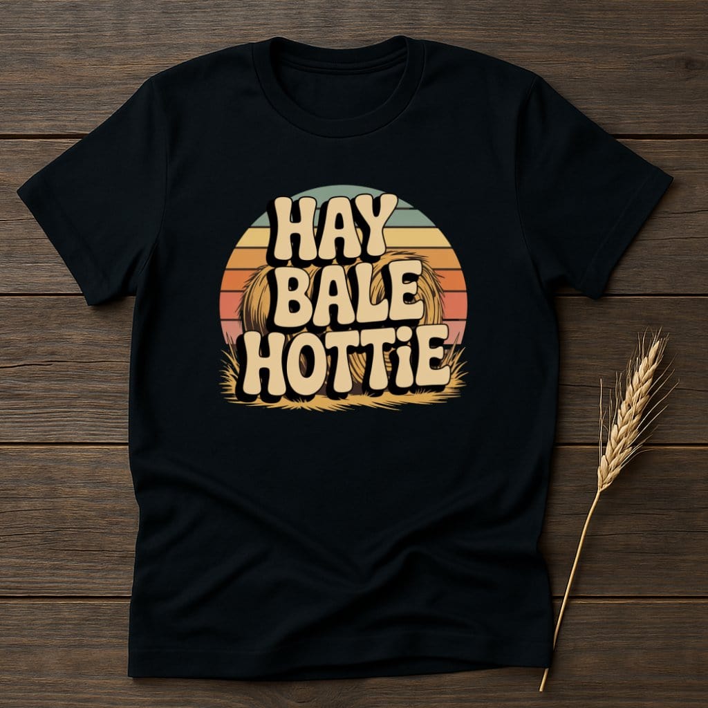MyDesigns Physical Item S / Black Hay Bale Hottie Retro T-Shirts