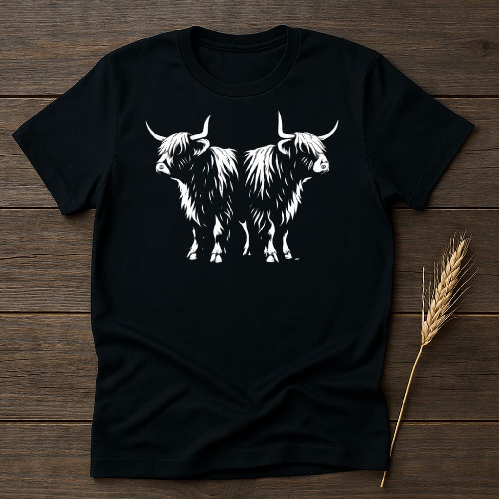 MyDesigns Physical Item S / Black Highland Cows Duo T-Shirt