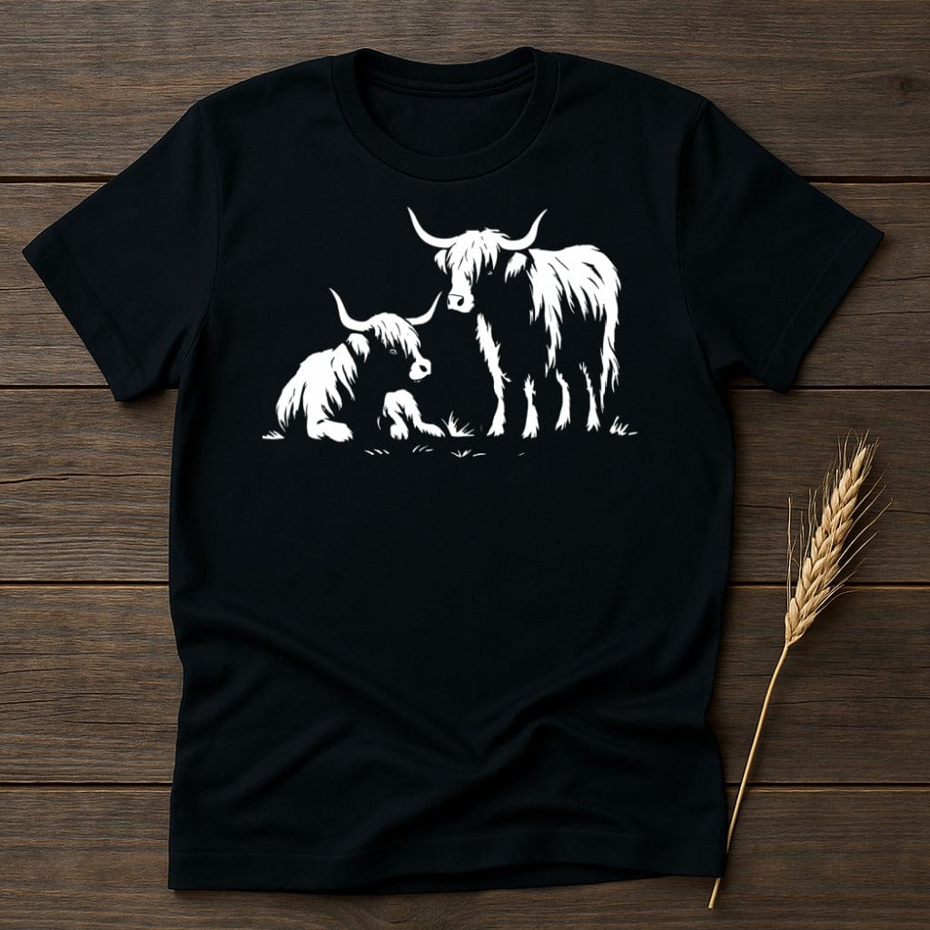 MyDesigns Physical Item S / Black Highland Cows T-Shirt