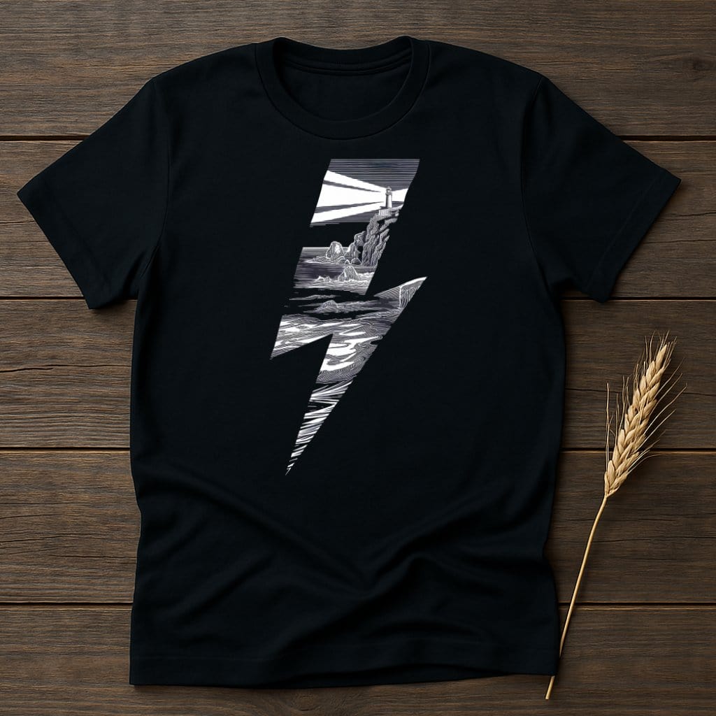 MyDesigns Physical Item S / Black Lighthouse and Coastline T-Shirts