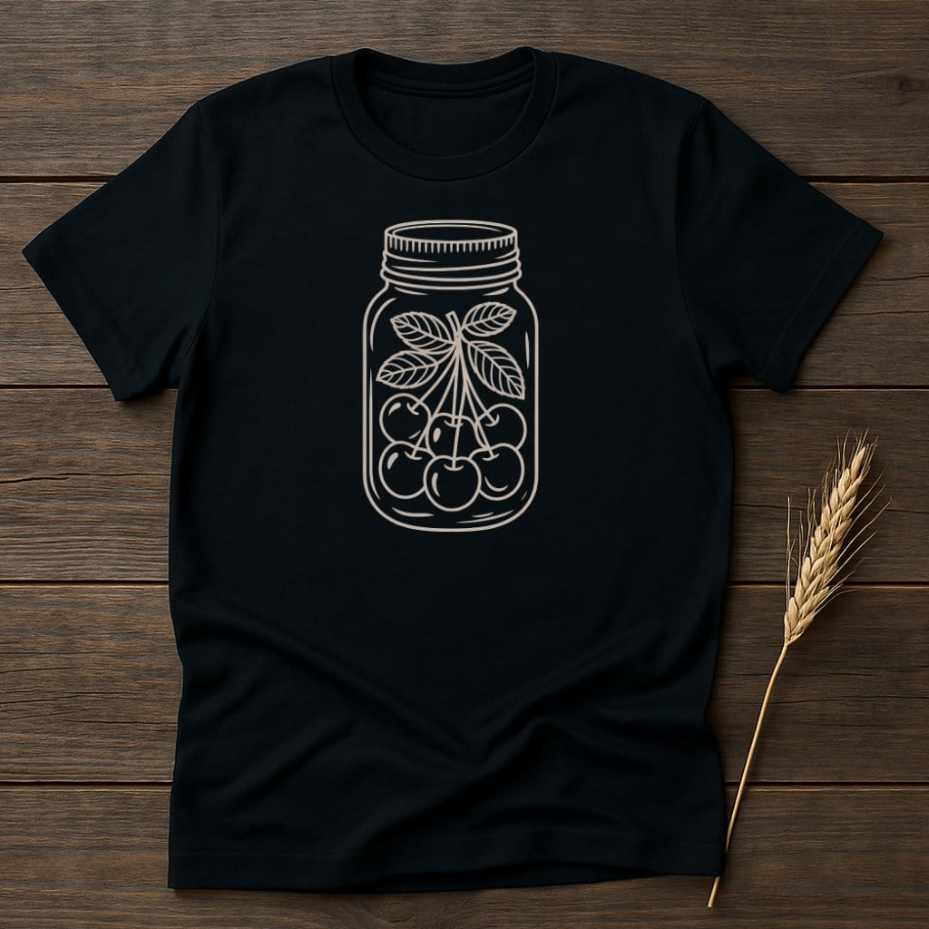 MyDesigns Physical Item S / Black Mason Jar with Cherries T-Shirts