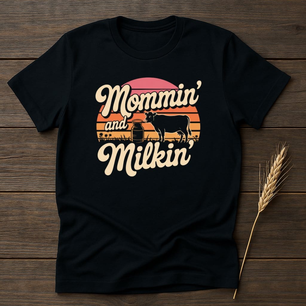 MyDesigns Physical Item S / Black Mommin and Milkin Funny Retro T-Shirts