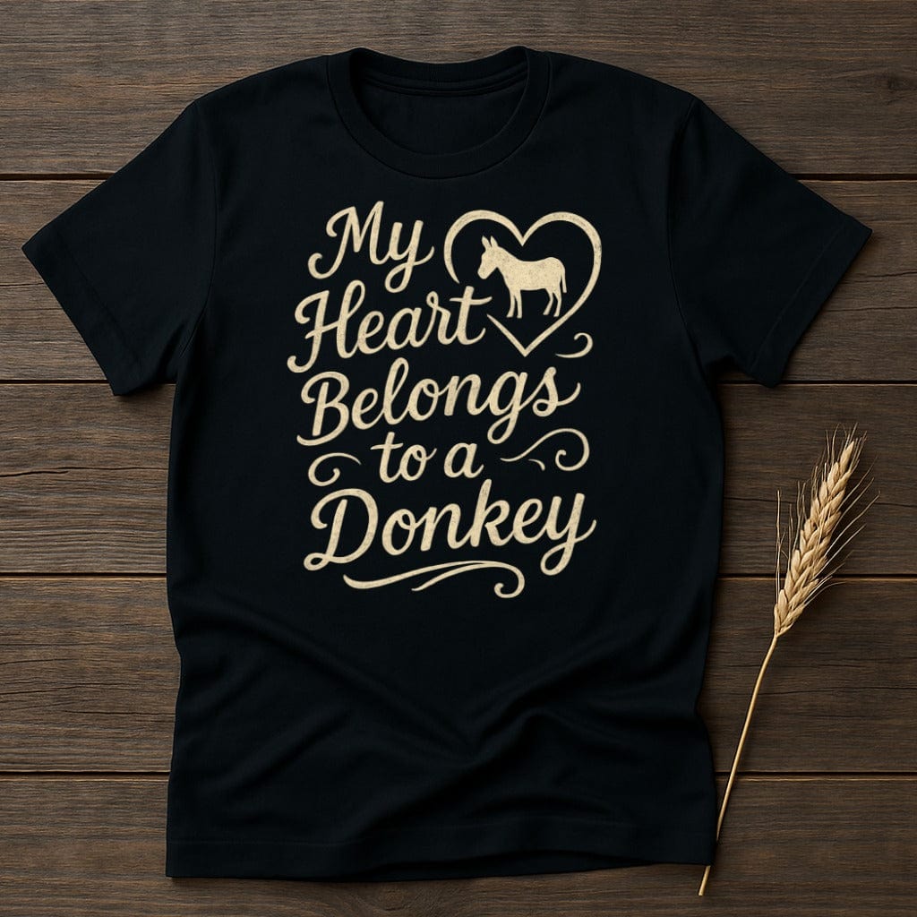 MyDesigns Physical Item S / Black My Heart Belongs to a Donkey T-Shirt