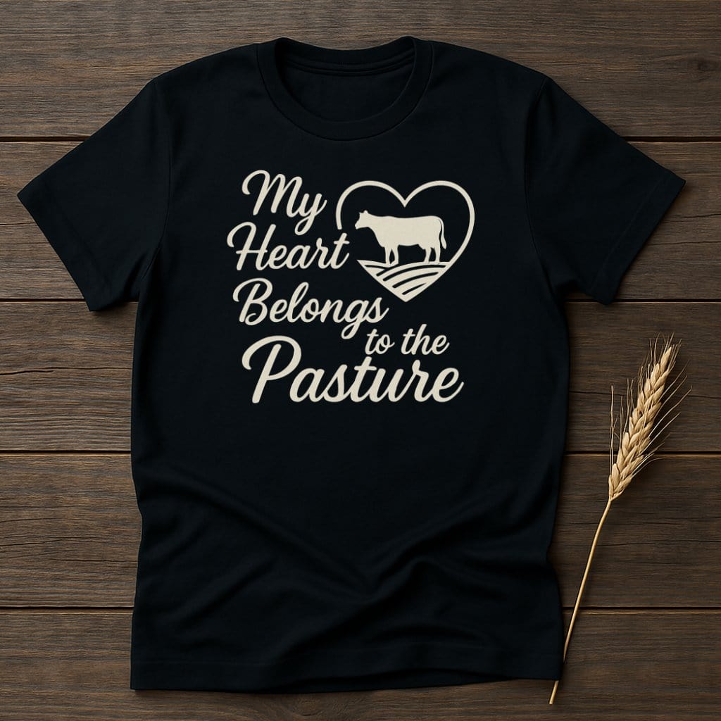 MyDesigns Physical Item S / Black My Heart Belongs to the Pasture T-Shirt