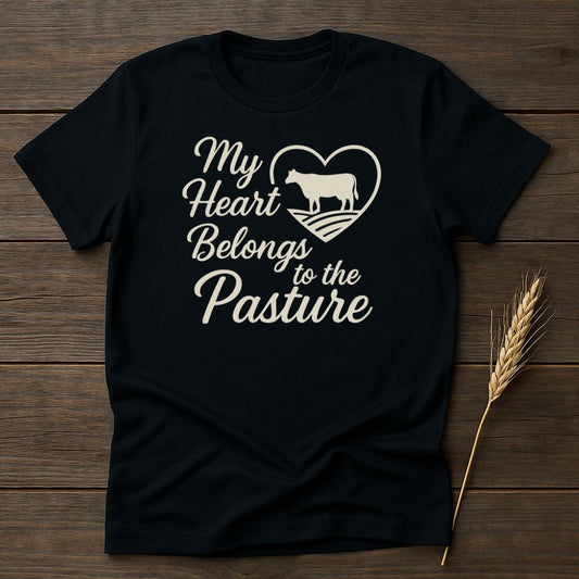 MyDesigns Physical Item S / Black My Heart Belongs to the Pasture T-Shirt