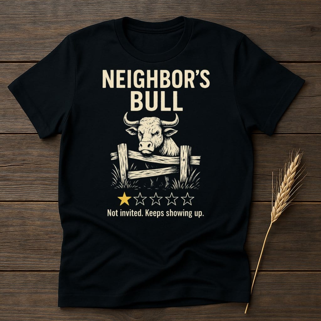 MyDesigns Physical Item S / Black Neighbor's Bull Review T-Shirt