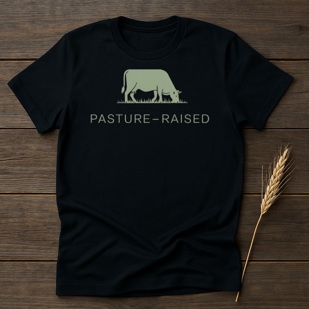 MyDesigns Physical Item S / Black Pasture-Raised Cow T-Shirts