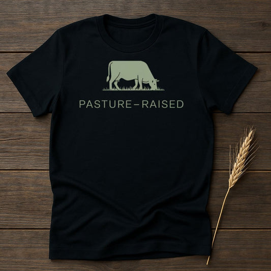 MyDesigns Physical Item S / Black Pasture-Raised Cow T-Shirts