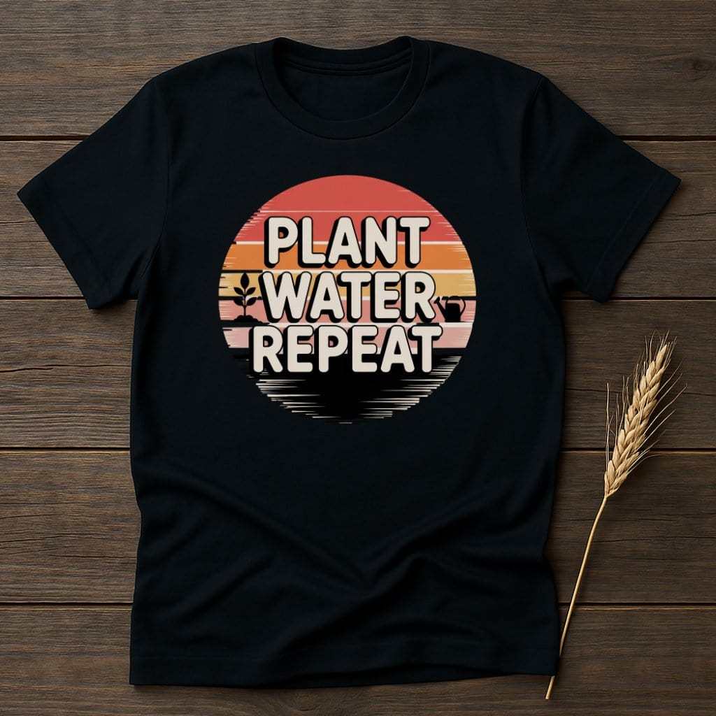 MyDesigns Physical Item S / Black Plant Water Repeat Retro T-Shirts