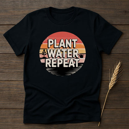 MyDesigns Physical Item S / Black Plant Water Repeat Retro T-Shirts
