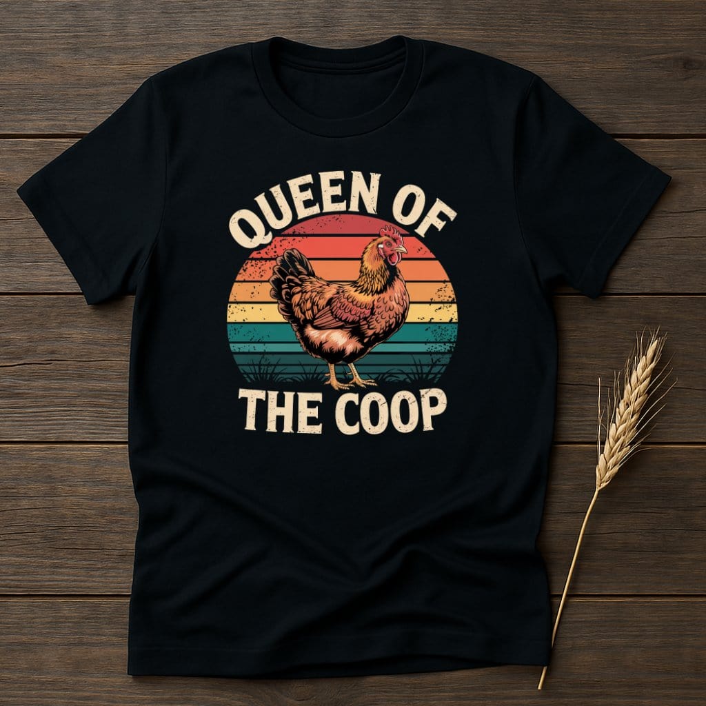 MyDesigns Physical Item S / Black Queen Of The Coop Retro T-Shirts
