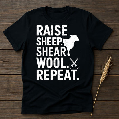 MyDesigns Physical Item S / Black Raise Sheep Shear Wool Repeat T-Shirt