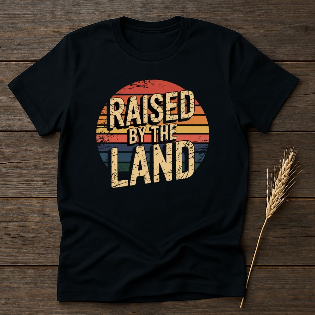 MyDesigns Physical Item S / Black Raised By The Land Retro T-Shirts