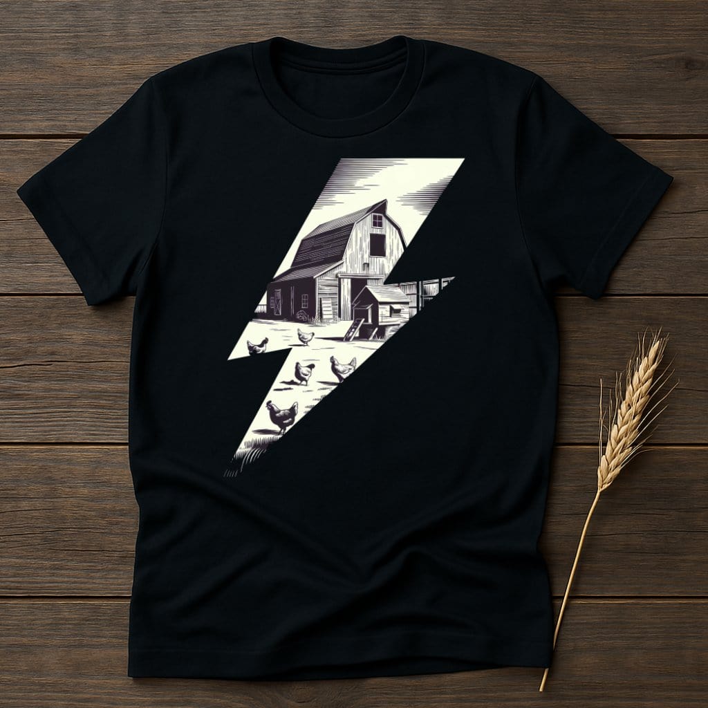 MyDesigns Physical Item S / Black Retro Farm Barn Lightning T-Shirts