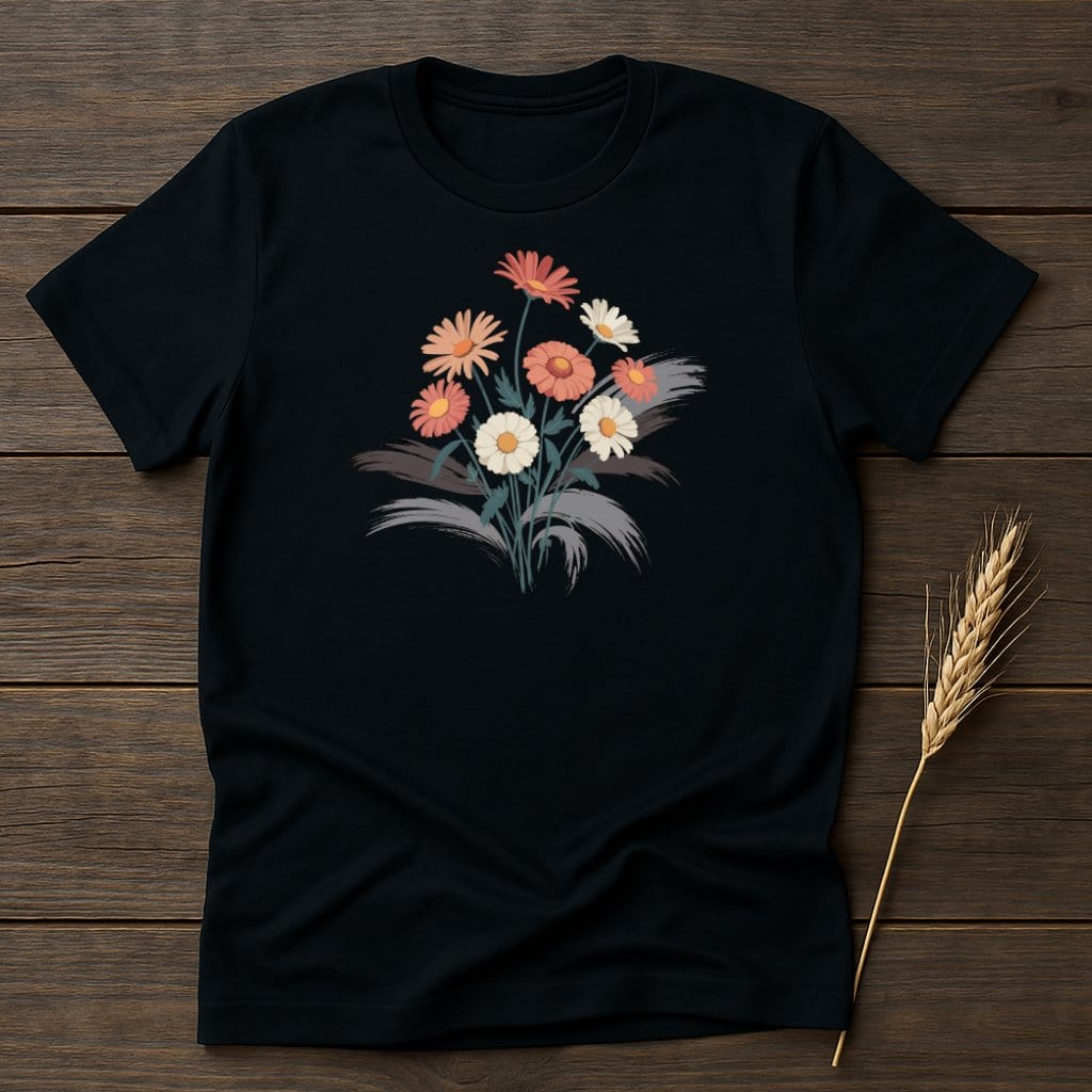 MyDesigns Physical Item S / Black Retro Floral Bouquet T-Shirt