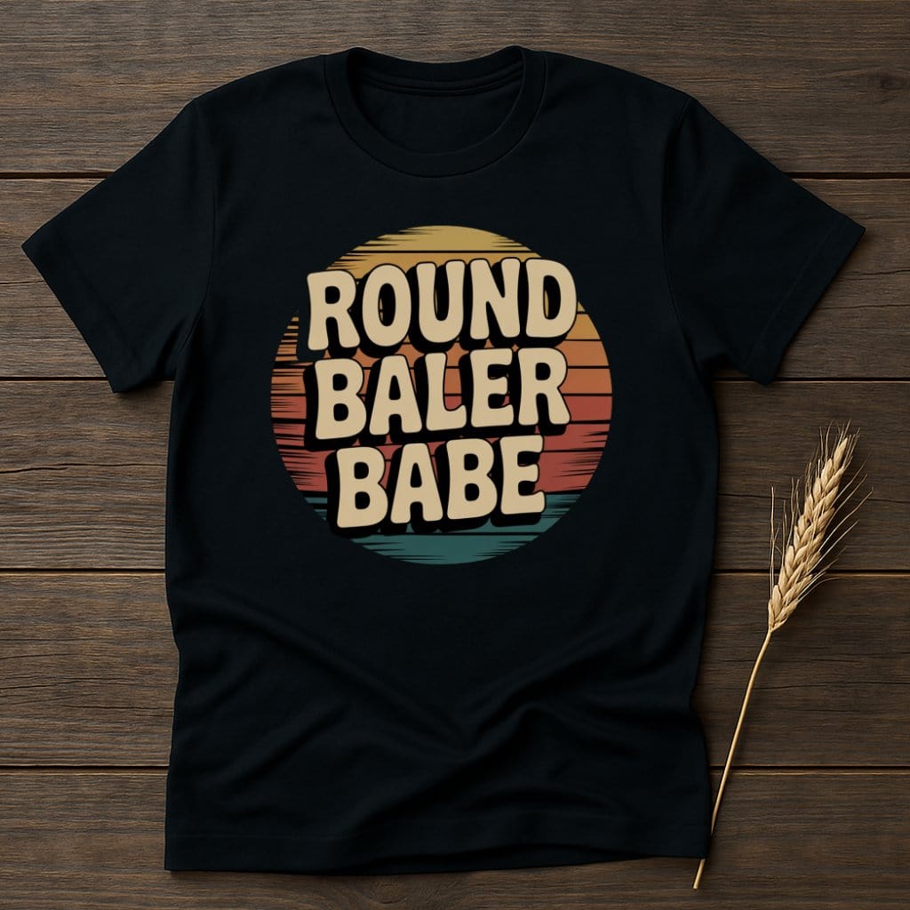 MyDesigns Physical Item S / Black Round Baler Babe Retro T-Shirts