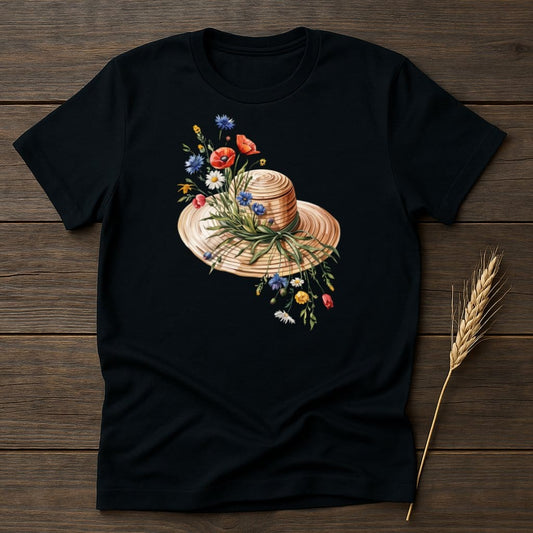 MyDesigns Physical Item S / Black Straw Hat T-Shirt