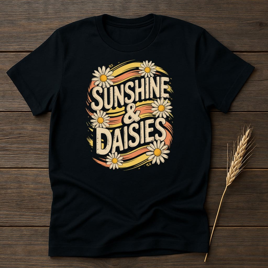 MyDesigns Physical Item S / Black Sunshine and Daisies T-Shirt